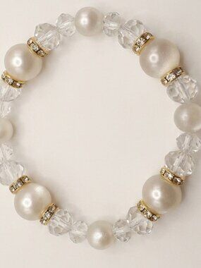 Pearl & Crystal Bracelet with Rhinestone Spacers